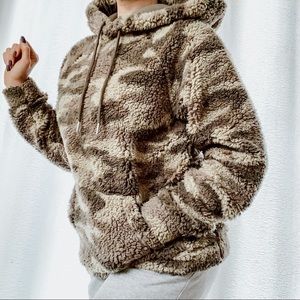 fuzzy green camo hoodie